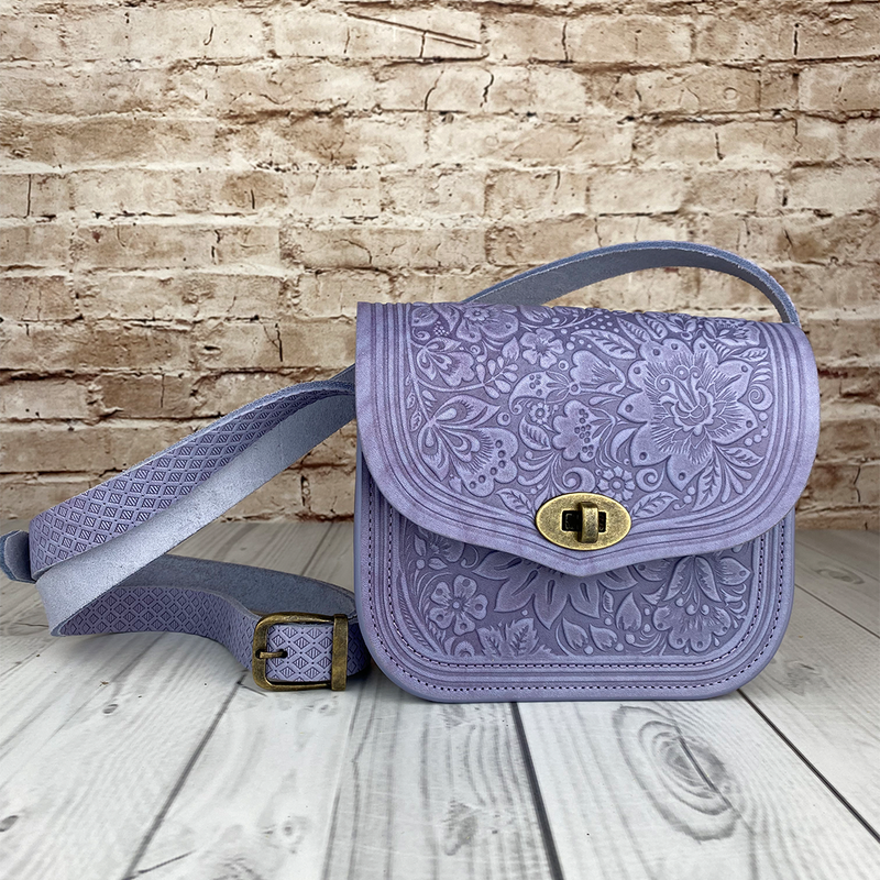 Lavender Leather Purse Handcrafted